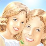 Красивый рисунок мама с дочкой 019