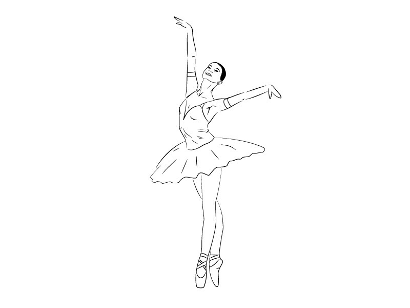 Рисунок балерины на сцене 018