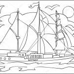 Черно белый рисунок корабль 021