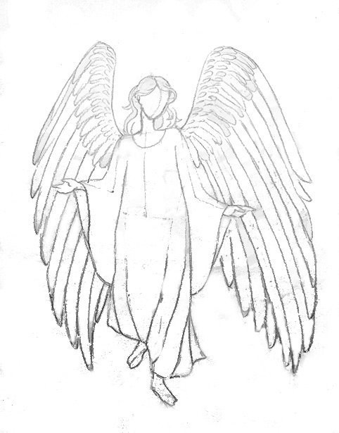 Рисунок карандашом поэтапно Ангел (17)