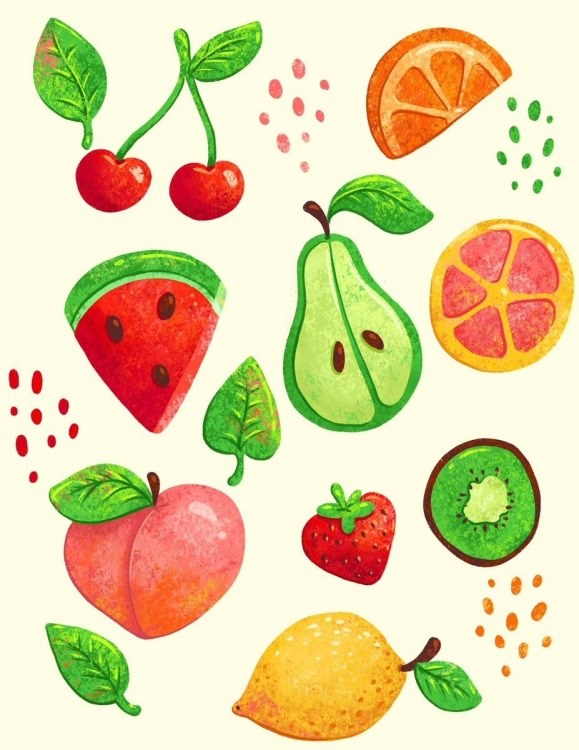 Яркие рисунки фруктов для срисовки 018