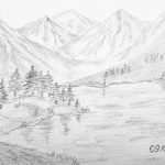 Рисунки горного пейзажа для срисовки 9