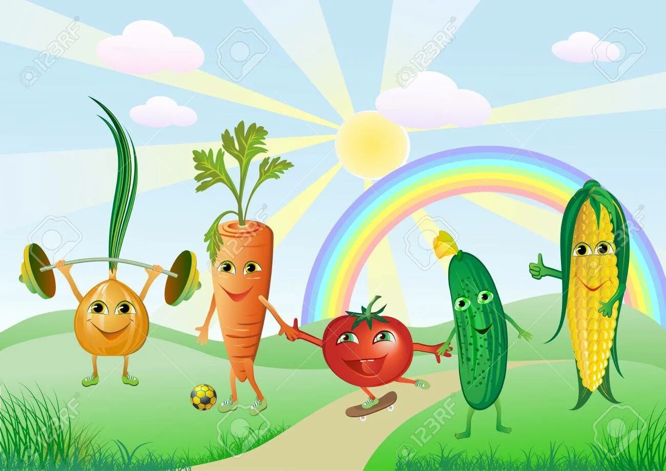 Группа фруктов и овощей с лицами 9