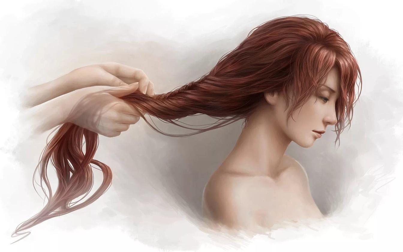 Рисунок девушки с длинными волосами 9