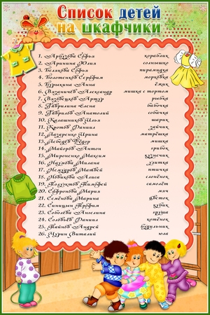 Что нужно в детский сад. Список детей в детском саду. Список детей в садике. Список группы в детском саду. Список на шкафы в детском саду.