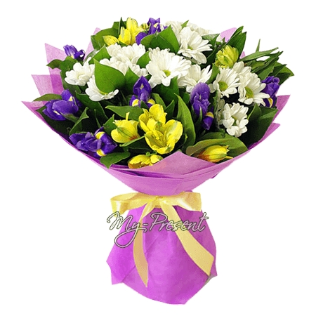 Букеты с альстромерией и хризантемами   красивые цветы 006