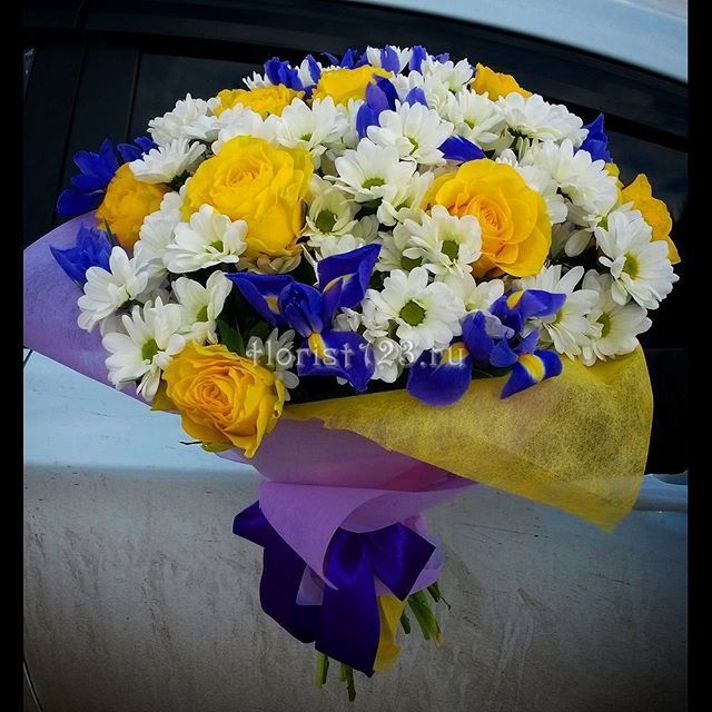 Букеты с альстромерией и хризантемами   красивые цветы 018
