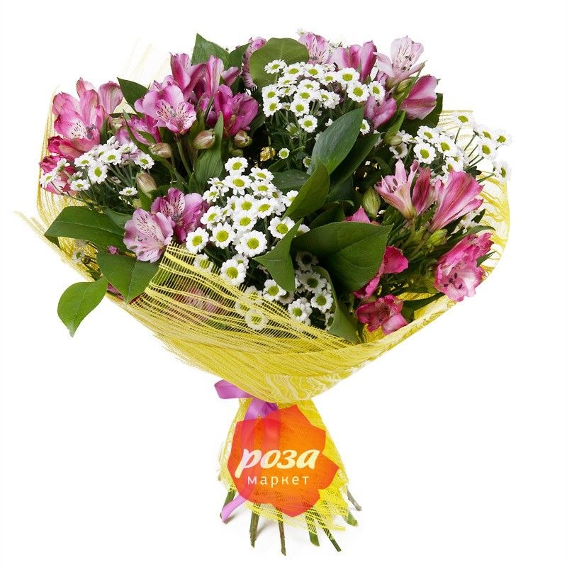 Букеты с альстромерией и хризантемами   красивые цветы 022