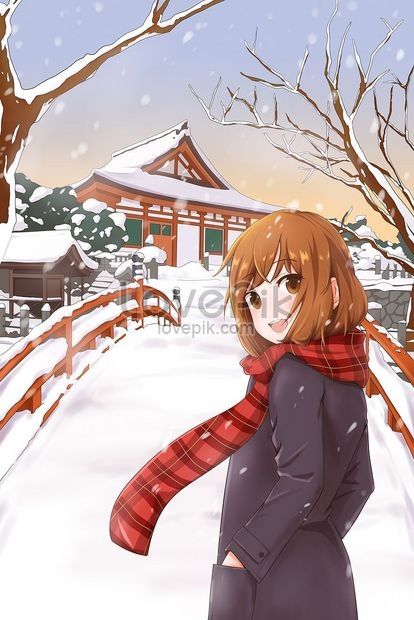 Картинки нарисованные девушка зима 008