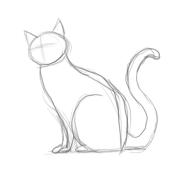 Нарисованная кошка картинки карандашом 020