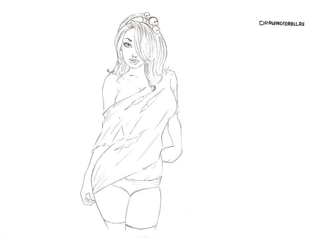Нарисованная девушка в нижнем белье   арты027