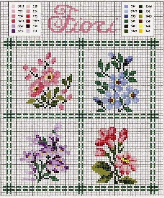 Небольшие схемы вышивки крестом цветы   подборка018