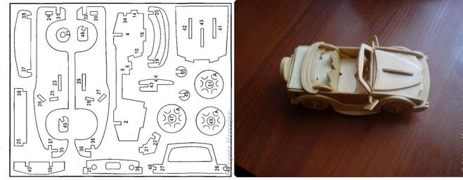 Машинка из фанеры чертежи для детей лобзиком