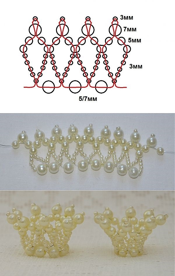 Схема кольца из бисера с короной