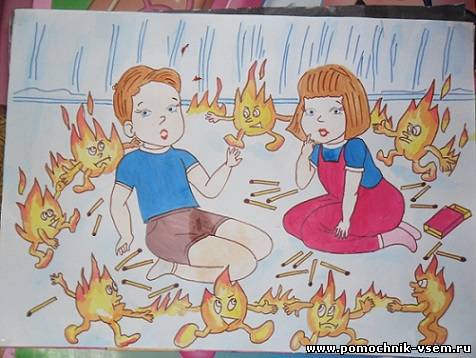 Как нарисовать рисунок на тему пожарной безопасности в школу   идеи картинок (16)