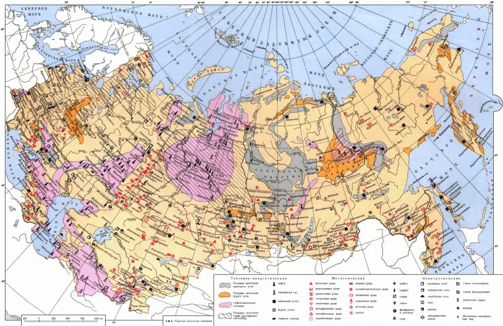 Карта полезных ископаемых азии