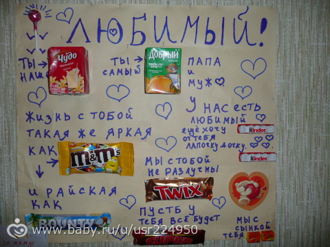 Плакат со сладостями на день рождения мужу - подборка