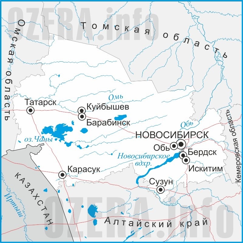 Карта рек и озер новосибирской области