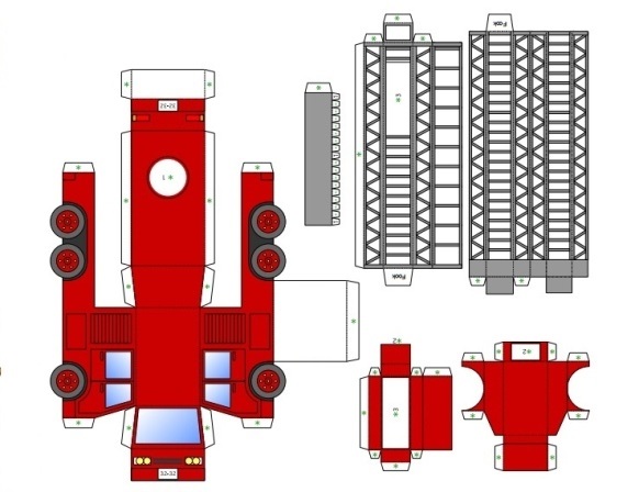 Пожарная машина схема из бумаги