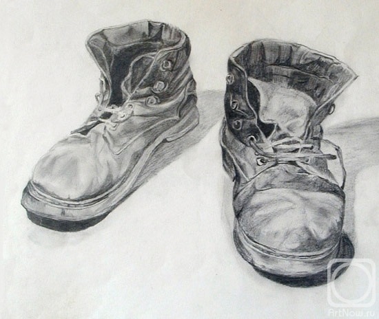 Ботинок рисунки карандашами 006