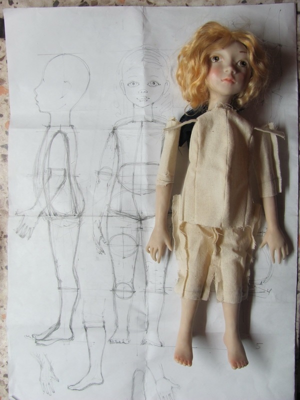 Выкройка тела для будуарной куклы 004