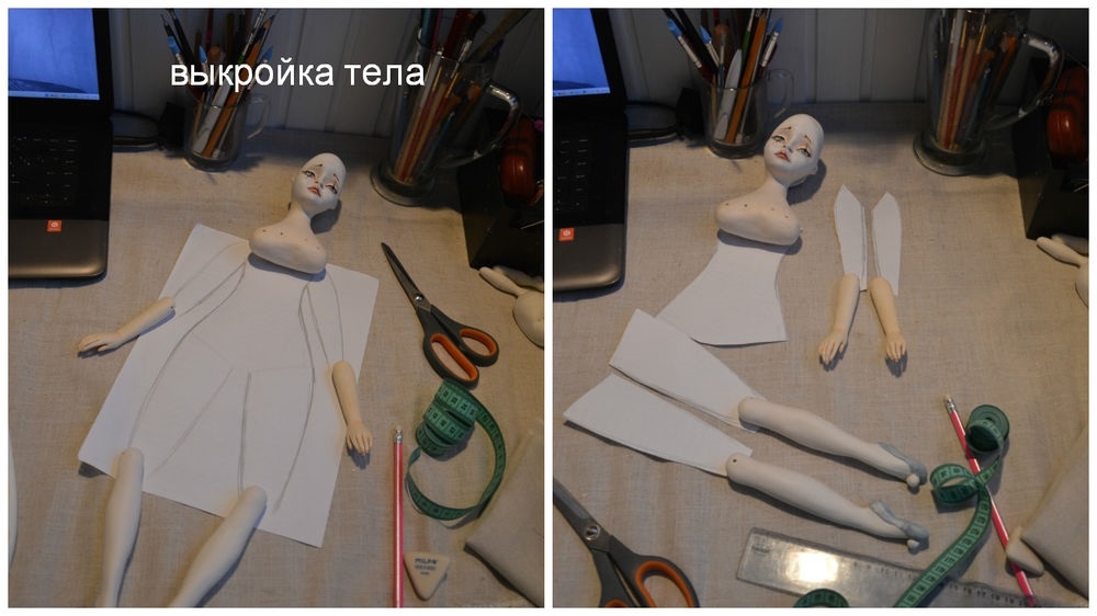 Выкройка тела для будуарной куклы 015