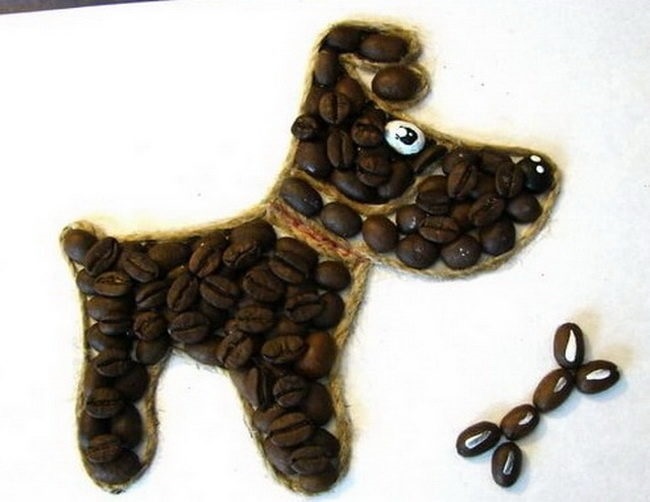 Собака из кофейных зерен фото013
