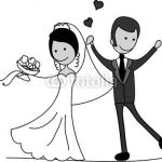 Черно белый рисунок жених и невеста 022