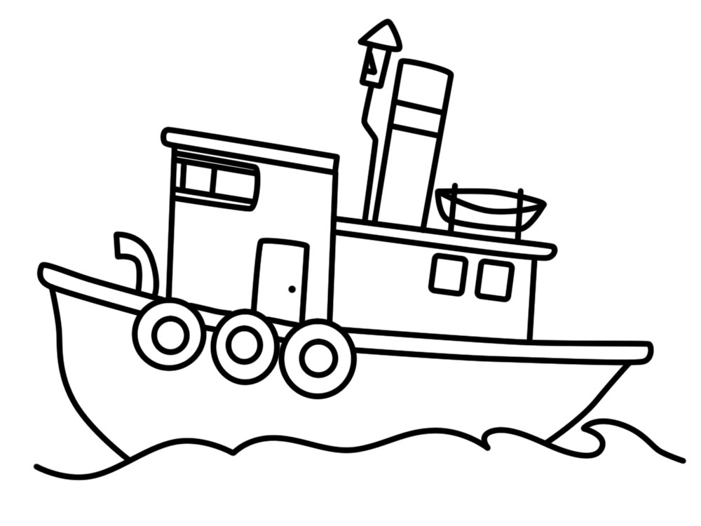 Черно белый рисунок корабль 009