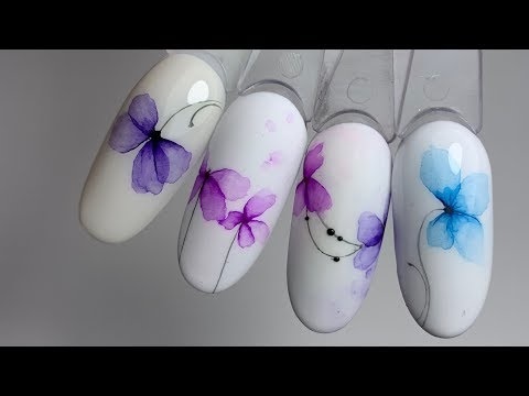 Дизайн ногтей цветы акварель016