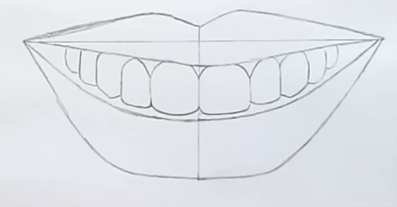 Как нарисовать зубы человека карандашом