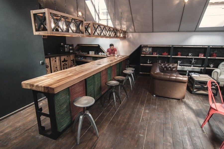 rustic coffee shop interior