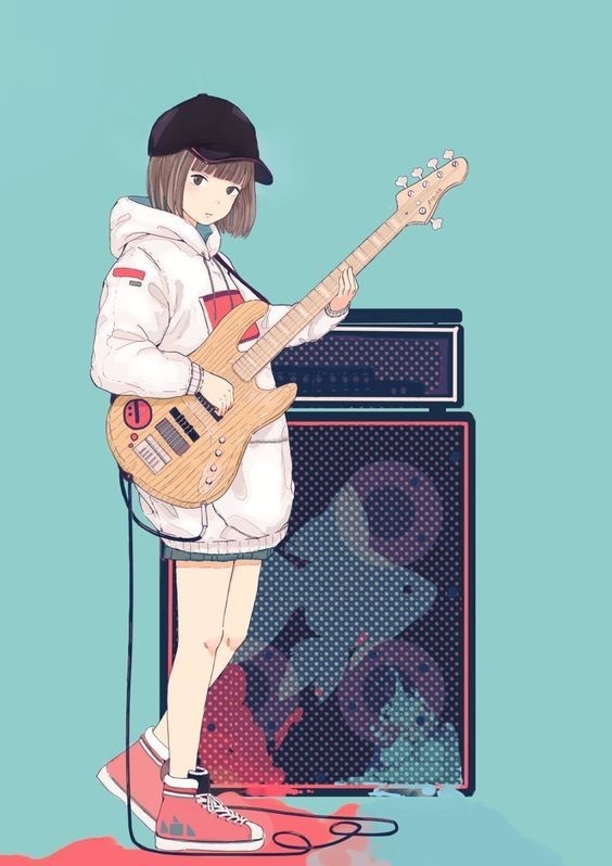 Аниме картинки девушки с гитарой 020