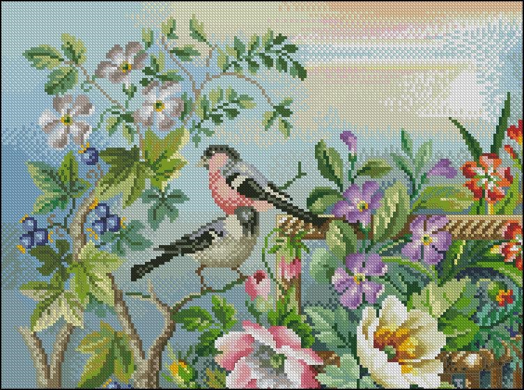 Рисунок птички для вышивки 030