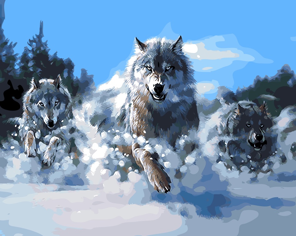 Волк картины маслом 026