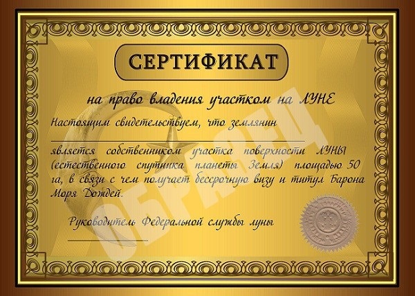 Шуточный сертификат на юбилей 019