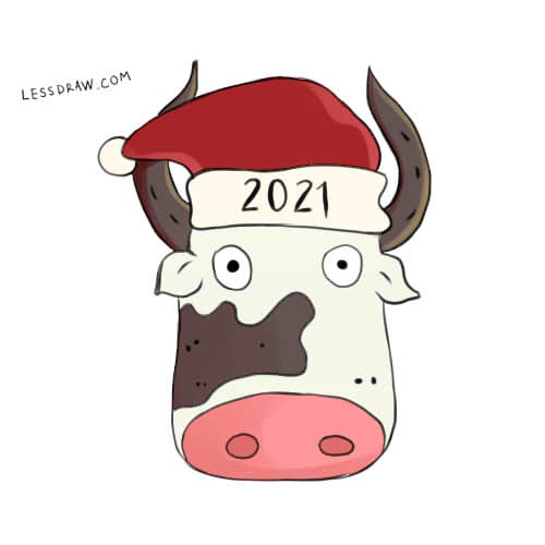 Рисунки на новый год 2021 быка 18