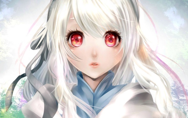 Арты аниме девочка с красными глазами (9)