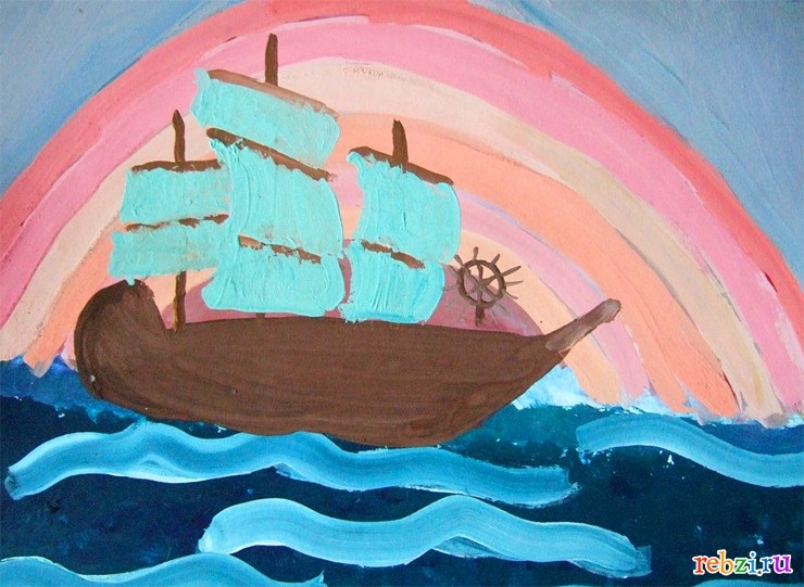 Детские рисунки корабли в море (3)