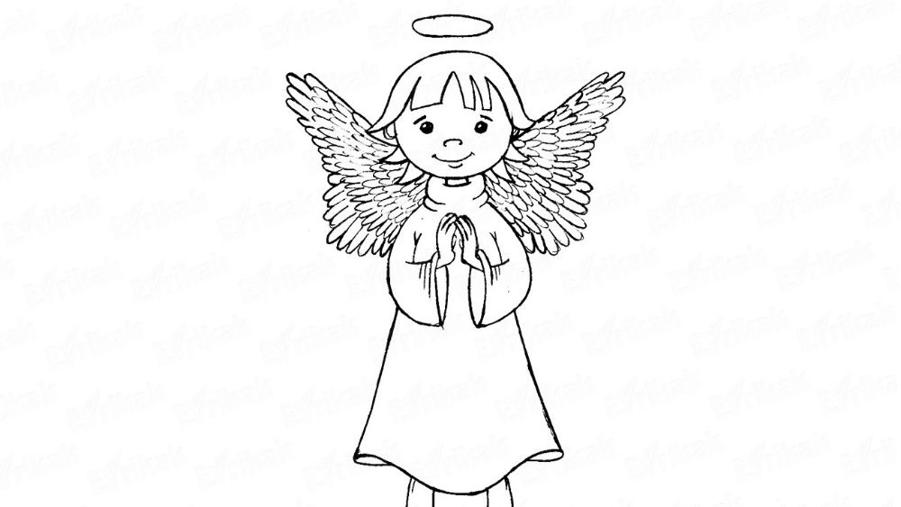 Рисунок карандашом поэтапно Ангел (14)