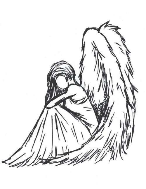 Рисунок карандашом поэтапно Ангел (18)