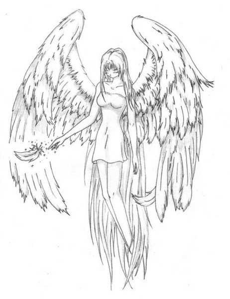 Рисунок карандашом поэтапно Ангел (21)