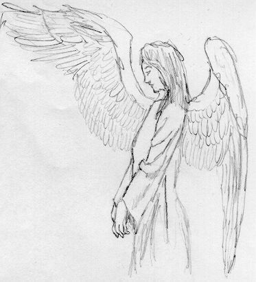 Рисунок карандашом поэтапно Ангел (23)
