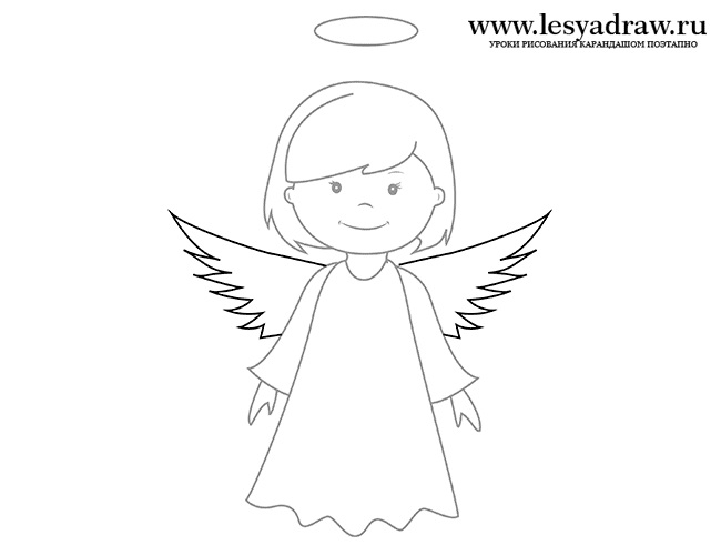 Рисунок карандашом поэтапно Ангел (4)