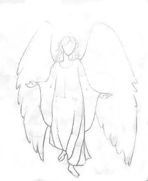 Рисунок карандашом поэтапно Ангел (7)