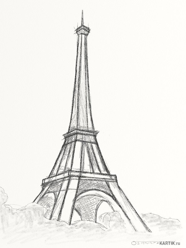 Рисунок эйфелева башня   фото сборка (16)