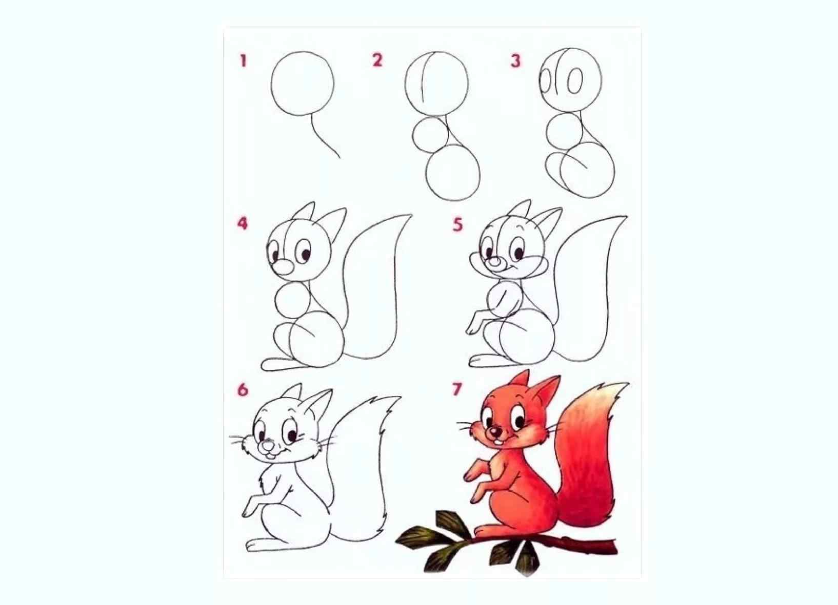 Простые рисунки зверей для детей 12
