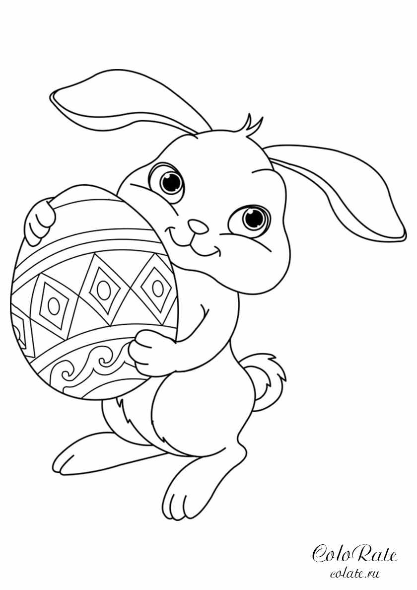 Рисунки пасхального кролика для печати и раскраски 01