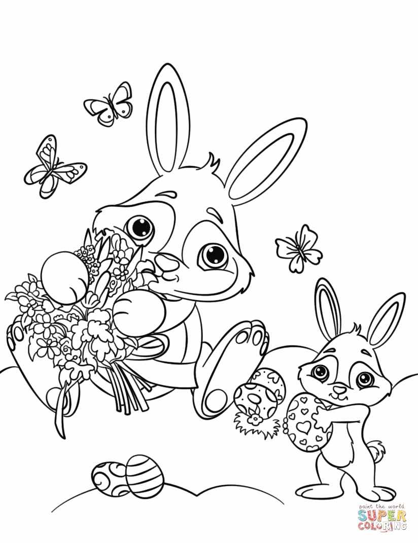 Рисунки пасхального кролика для печати и раскраски 03