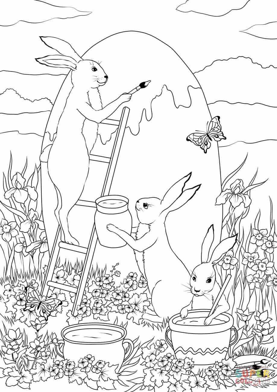 Рисунки пасхального кролика для печати и раскраски 06